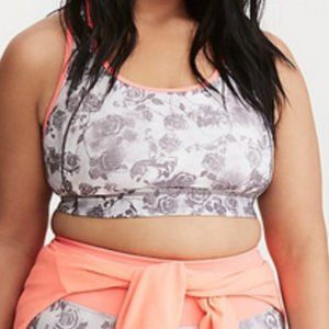 Torrid • Active Bra Coral Gray Floral Skulls 5X